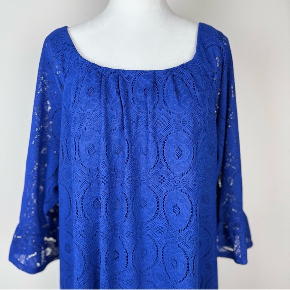 NWOT Chris McLaughlin Crochet Bell Sleeve Midi Dress Size 18W‎ Party Cocktail - Picture 3 of 11